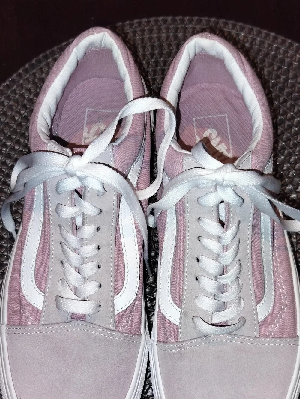 Vans Pink and White Classic Low-Top Lace-Up Wedges